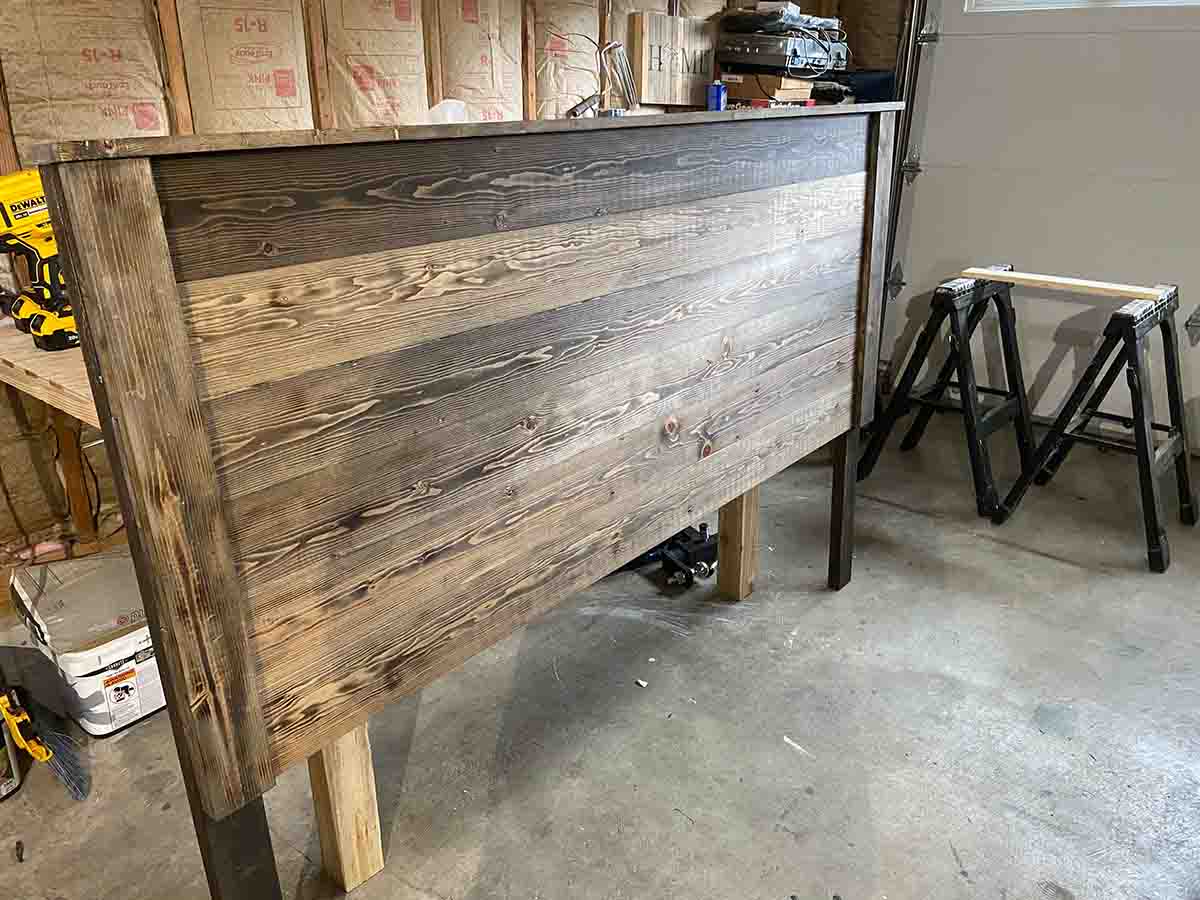 Butane-torched headboard was one of my first projects when I started woodworking